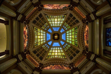 Bloomington Indiana interior courthouse stained glass ceiling