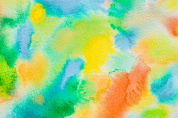 Fototapeta na wymiar Watercolor Colorful wet background on paper. Handmade texture art color for creative wallpaper or design art work. Pastel colors