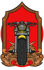 illustration motorcycle with ornament gold for t-shirts design or poster