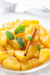 pineapple compote with cinnamon and mint