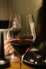 Delicious dinner with wine red and for a friendly, in a bar or a restaurant