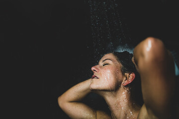 Attractive Woman Taking a Shower