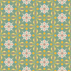 New Year Floral Seamless Pattern Background Garden Nature Damask Aboriginal Ornament Art