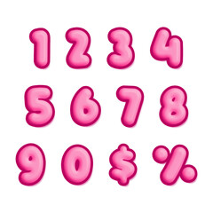 Cute pink set of numbers