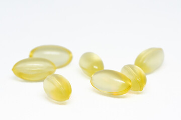 Capsules with Omega 3 Oil made from Algae isolated on white background