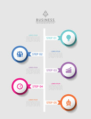 Circular Connection Steps business Infographic Template with 5 Element