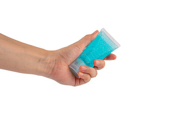 hand with alcohol gel or hand sanitizer pump bottle for washing hand in hospital or public area. on transparent background.