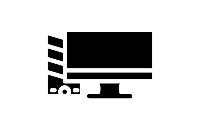 computer with monitor glyph icon animation