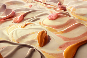 a close up of melted sorbet ice cream background. 2d illustration - obrazy, fototapety, plakaty