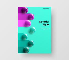 Bright placard A4 design vector concept. Colorful 3D balls book cover template.