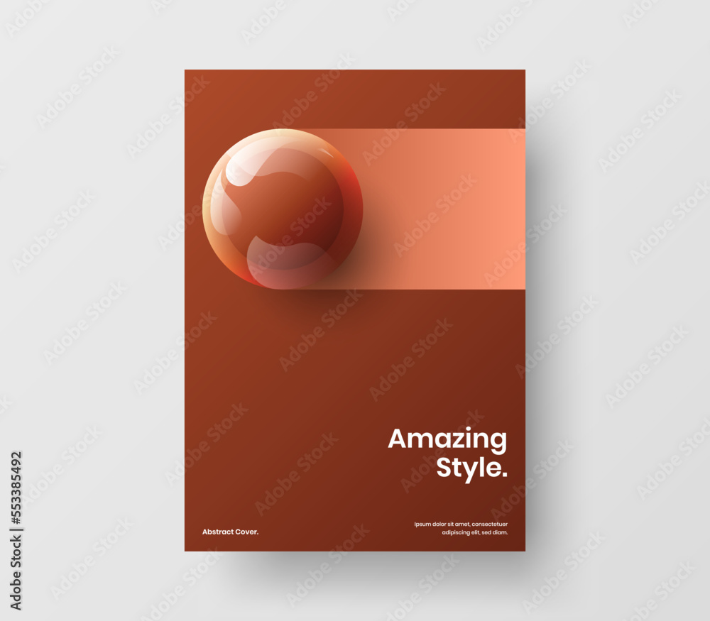 Poster unique leaflet a4 vector design layout. minimalistic realistic balls corporate identity template.