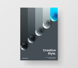 Bright corporate identity A4 design vector concept. Original 3D balls company cover template.