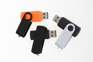 USB flash drive three keys in silver black and orange color