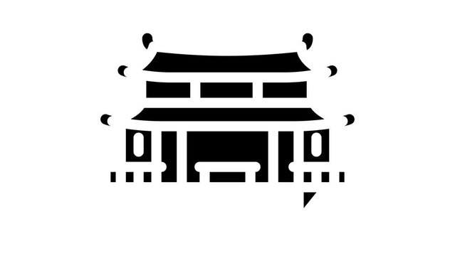 traditional chinese temple glyph icon animation