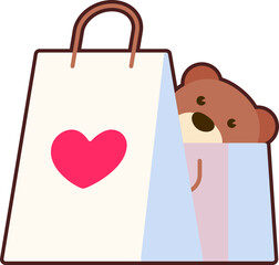 Bag Shopping Heart Icon Elements Flat sticker black Style