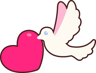 Bird flying with heart Icon Elements Flat sticker black Style