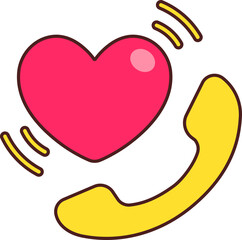 Calling Heart Icon Elements Flat sticker black Style