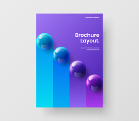 Geometric presentation vector design concept. Vivid realistic balls magazine cover template.