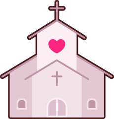 church heart Icon Elements Flat sticker black Style