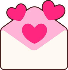 Envelope Pop up heart Icon Elements Flat sticker black Style