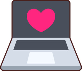 Laptop Notebook Heart Icon Elements Flat sticker black Style