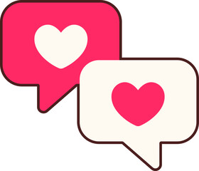 Speech Heart balloon Two Icon Elements Flat sticker black Style