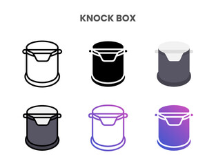 Knock Box icons vector illustration set line, flat, glyph, outline color gradient. Great for web, app, presentation and more. Editable stroke and pixel perfect.