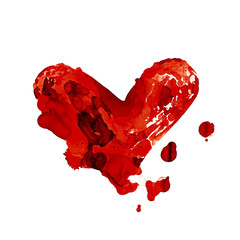 dipinto cuore rosso acquerello sfondo bianco