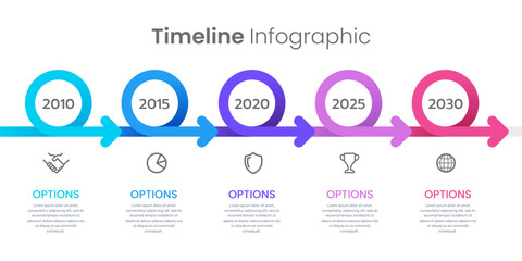 Infographic flow circle. Company milestone. Vector illustration.