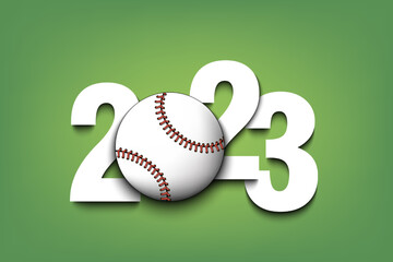 Happy New Year 2023 and baseball ball