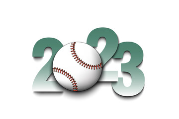 Happy New Year 2023 and baseball ball
