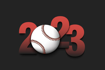 Happy New Year 2023 and baseball ball