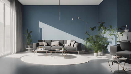 Illustration luxury modern bright interiors Living room