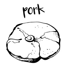 Pork ham isolated on white background, vector