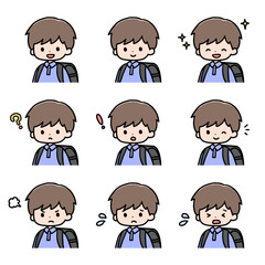男の子の表情アイコンセット
