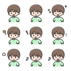 男の子の表情アイコンセット