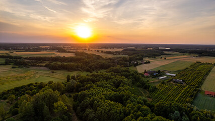 Sunset over the river Barlinek city