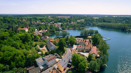 Fototapeta na wymiar Aerial view of a small village in summer day, Travel concept, Łagów in Poland