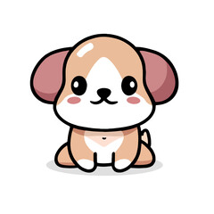 Art & Illustration, vector cartoon of a cute puppy 