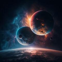 Obraz premium Space galaxy background with planets and stars