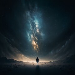 Fototapeta premium Space galaxy background with planets and stars
