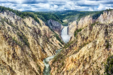 Foto auf Glas Lower Falls in Yellowstone © Fyle