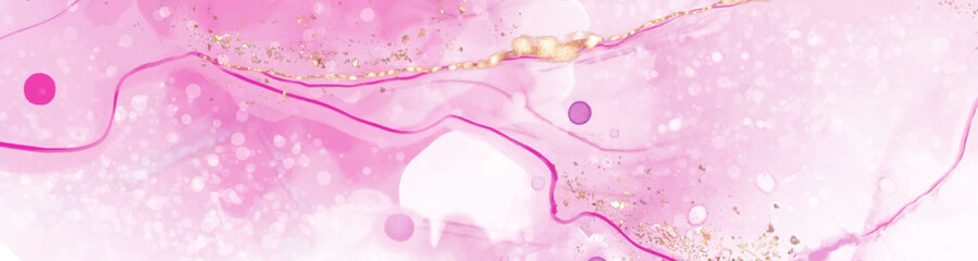 Vector pink coral banner. Hand drawn abstract paint brush stroke.