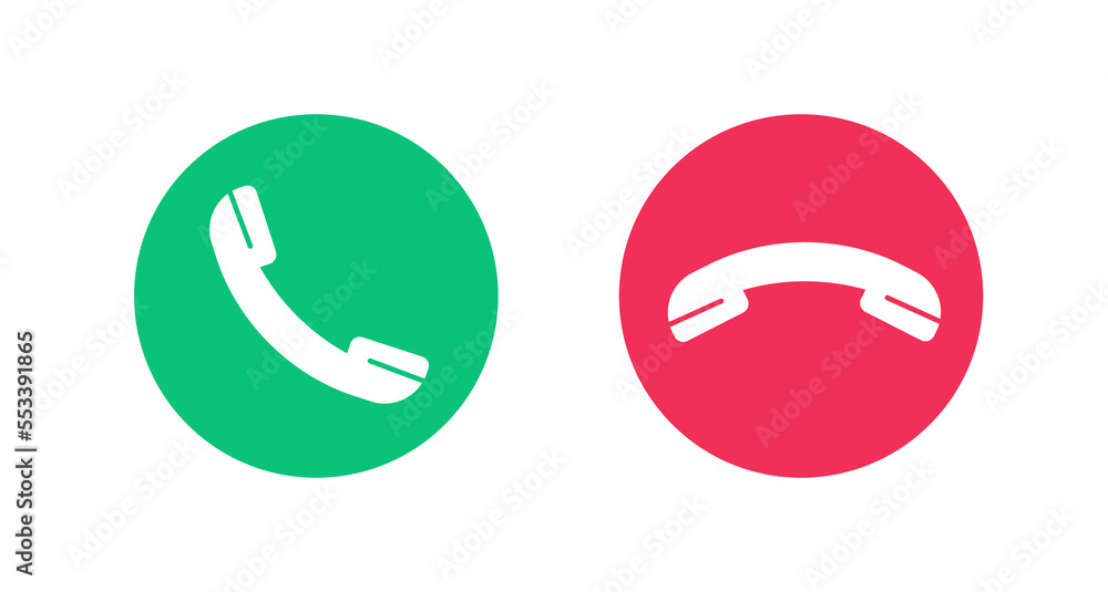Poster answer decline phone call hang up red green button icons vector or accept reject dial mobile cellpho