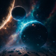Obraz na płótnie Canvas Space galaxy background with planets and stars