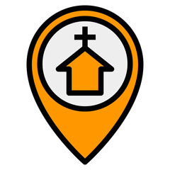 church filled outline icon