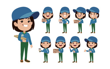 Delivery staff with different poses
