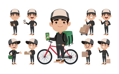 Delivery staff with different poses