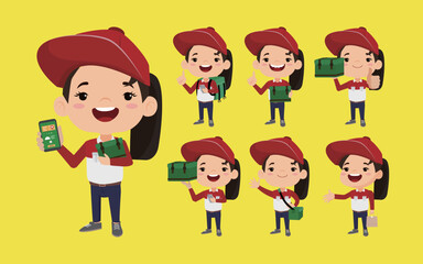 Delivery staff with different poses
