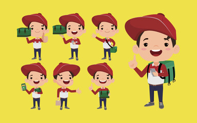 Delivery staff with different poses